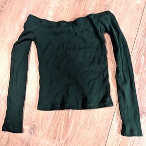 Green Long sleeve crop top